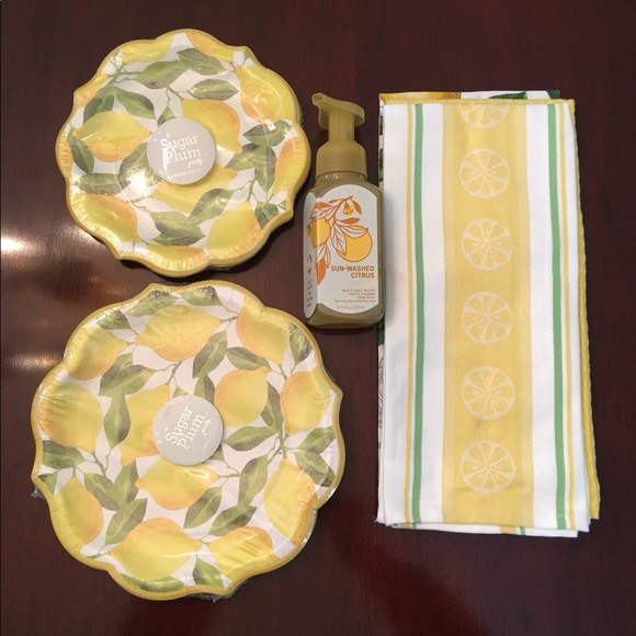 NWT Lemon Towels Martha Stewart, Sugar Plum Lemon Paper Plates, Citrus Soap. - Picture 11 of 11
